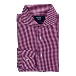 Makers Shirt Madison Collection Deep Pink Checked Mens Cotton Button Front 16/35